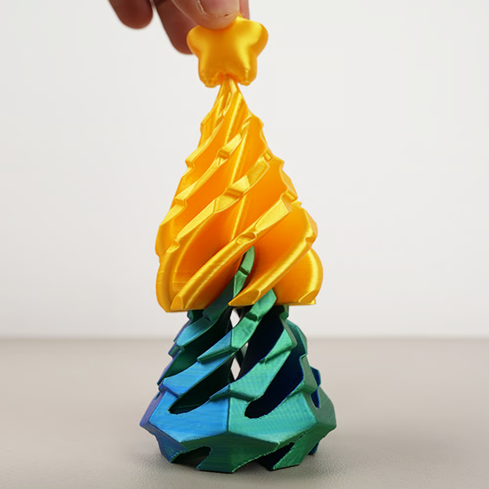 🎄 3D Printed Multicolor Christmas Tree Spiral Stacking Toy