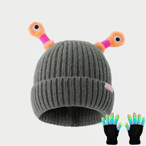 🔥Winter Parent-Child Cute Glowing Little Monster Knit Hat