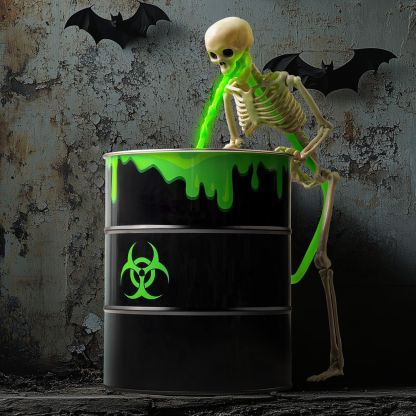 🎃Halloween Sale 49% OFF☠️ Glowing Puking Skull Prop with Bloody Bucket