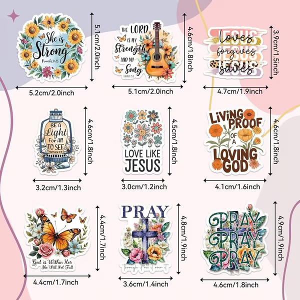 ✝️Motivational & Faith Sticker Book – Inspirational Quotes, Bible Verse & Jesus Themed Stickers for Scrapbooking, Journaling & DIY Crafts