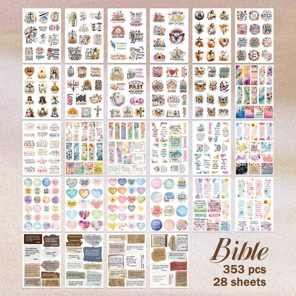 ✝️Motivational & Faith Sticker Book – Inspirational Quotes, Bible Verse & Jesus Themed Stickers for Scrapbooking, Journaling & DIY Crafts