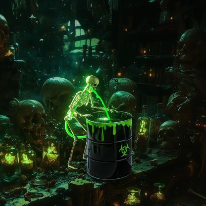 🎃Halloween Sale 49% OFF☠️ Glowing Puking Skull Prop with Bloody Bucket