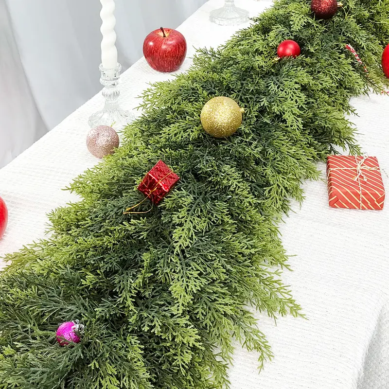 🎅🎄 Artificial Cedar Garland🇺🇸Green Pine Garland for Table, Mantel, Wall – Perfect for Indoor & Outdoor Christmas Decorations