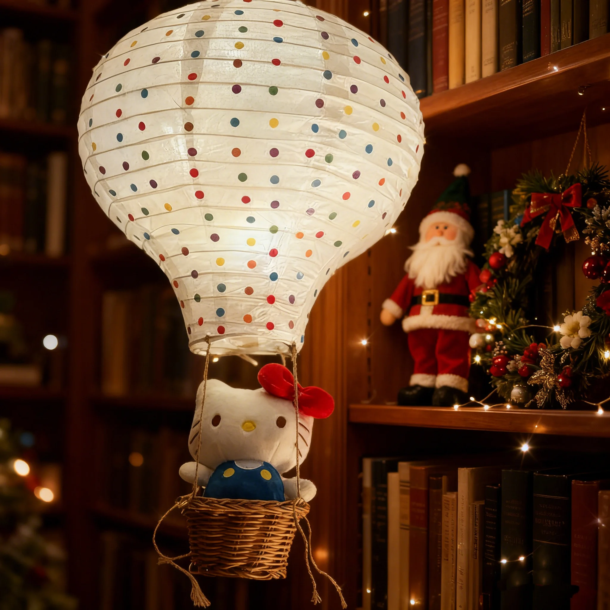 Hello Kitty Hot Air Balloon Night Light DIY Material Kit, Cute Lampshade for Girls' Bedroom, Hanging Ornament, Decoration