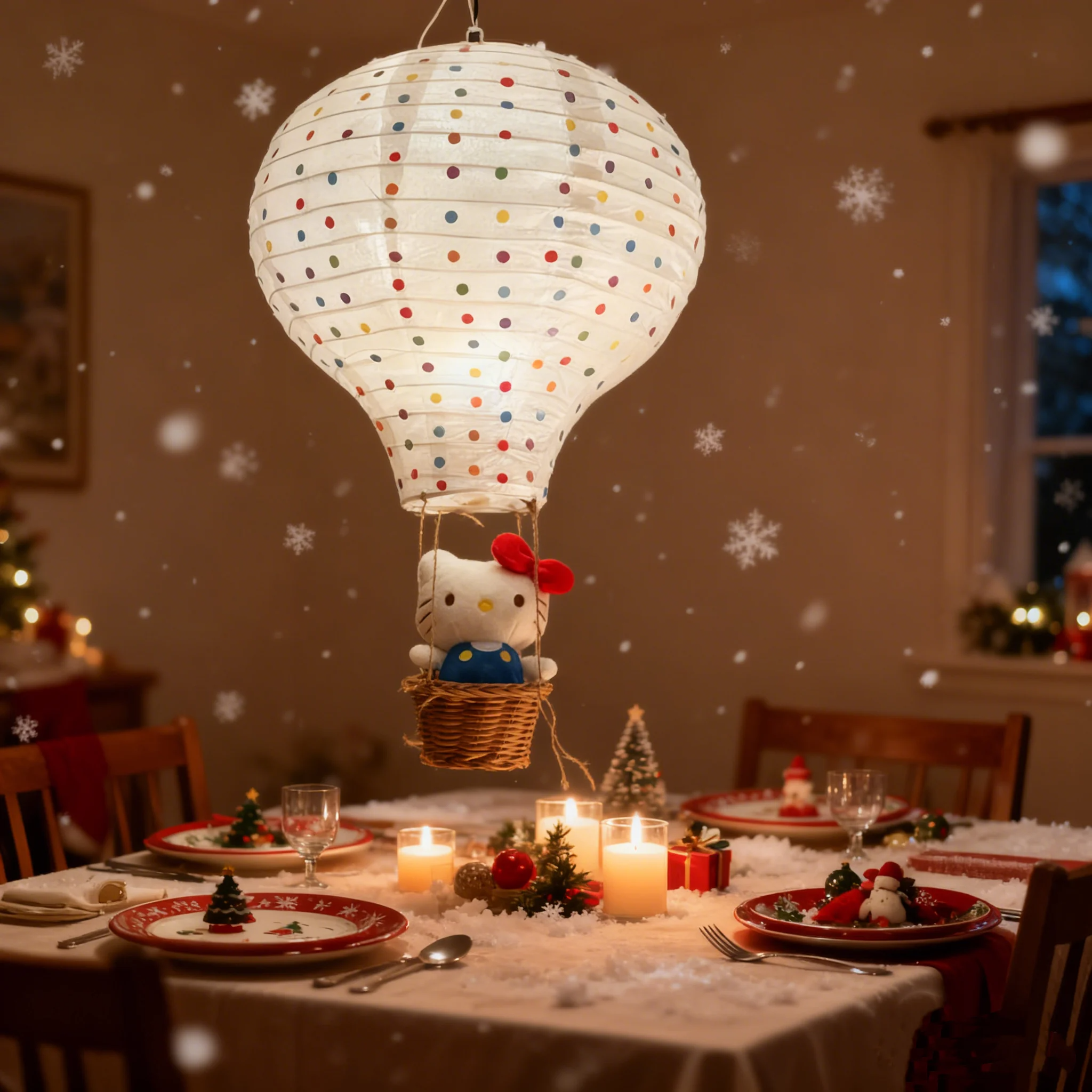 Hello Kitty Hot Air Balloon Night Light DIY Material Kit, Cute Lampshade for Girls' Bedroom, Hanging Ornament, Decoration