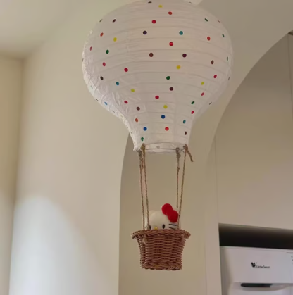 Hello Kitty Hot Air Balloon Night Light DIY Material Kit, Cute Lampshade for Girls' Bedroom, Hanging Ornament, Decoration
