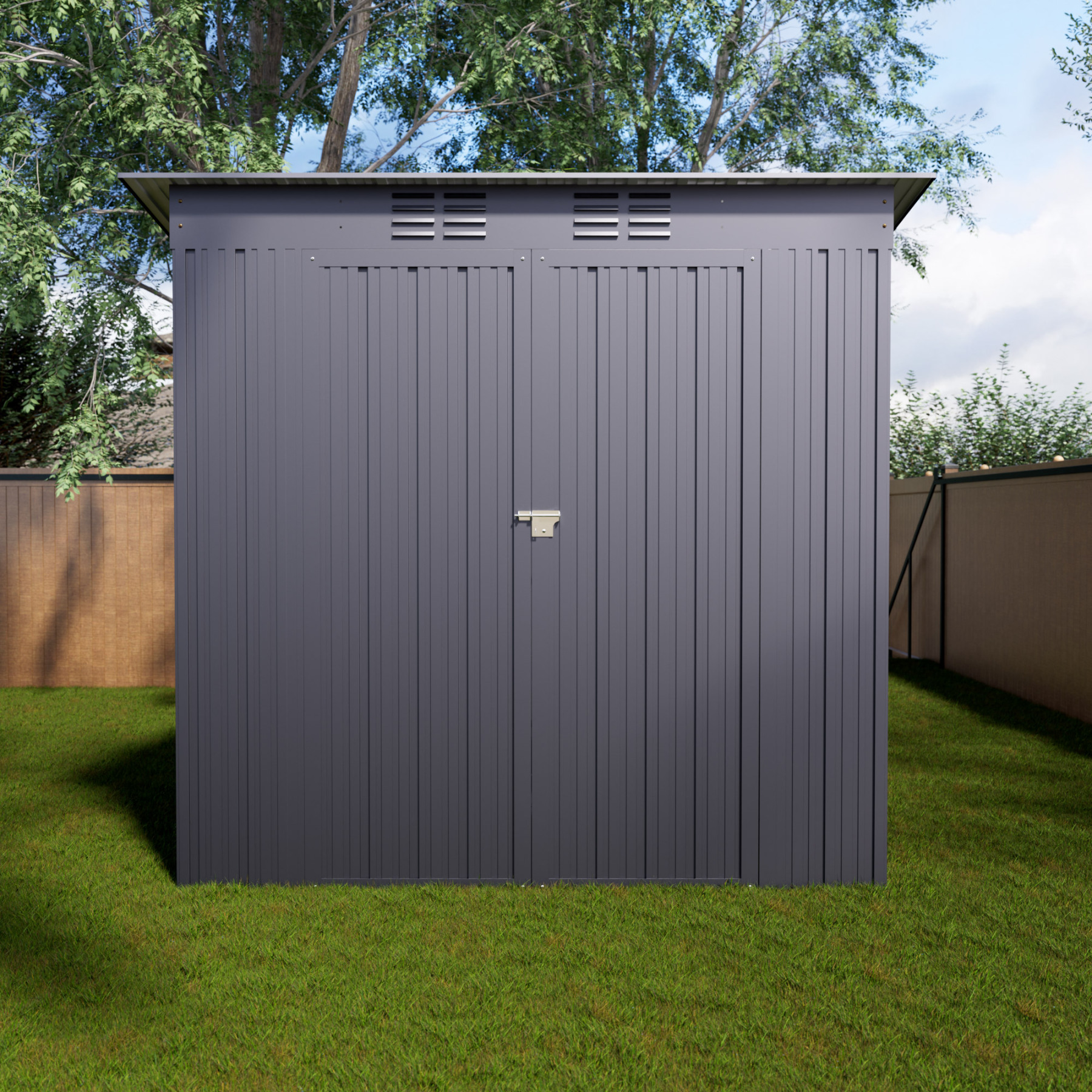 4 x 6 FT Storage Shed, Metal Sheds & Outdoor Storage with Sloping Roof and Lockable Door, Outdoor Shed for Backyard Garden Patio and Lawn