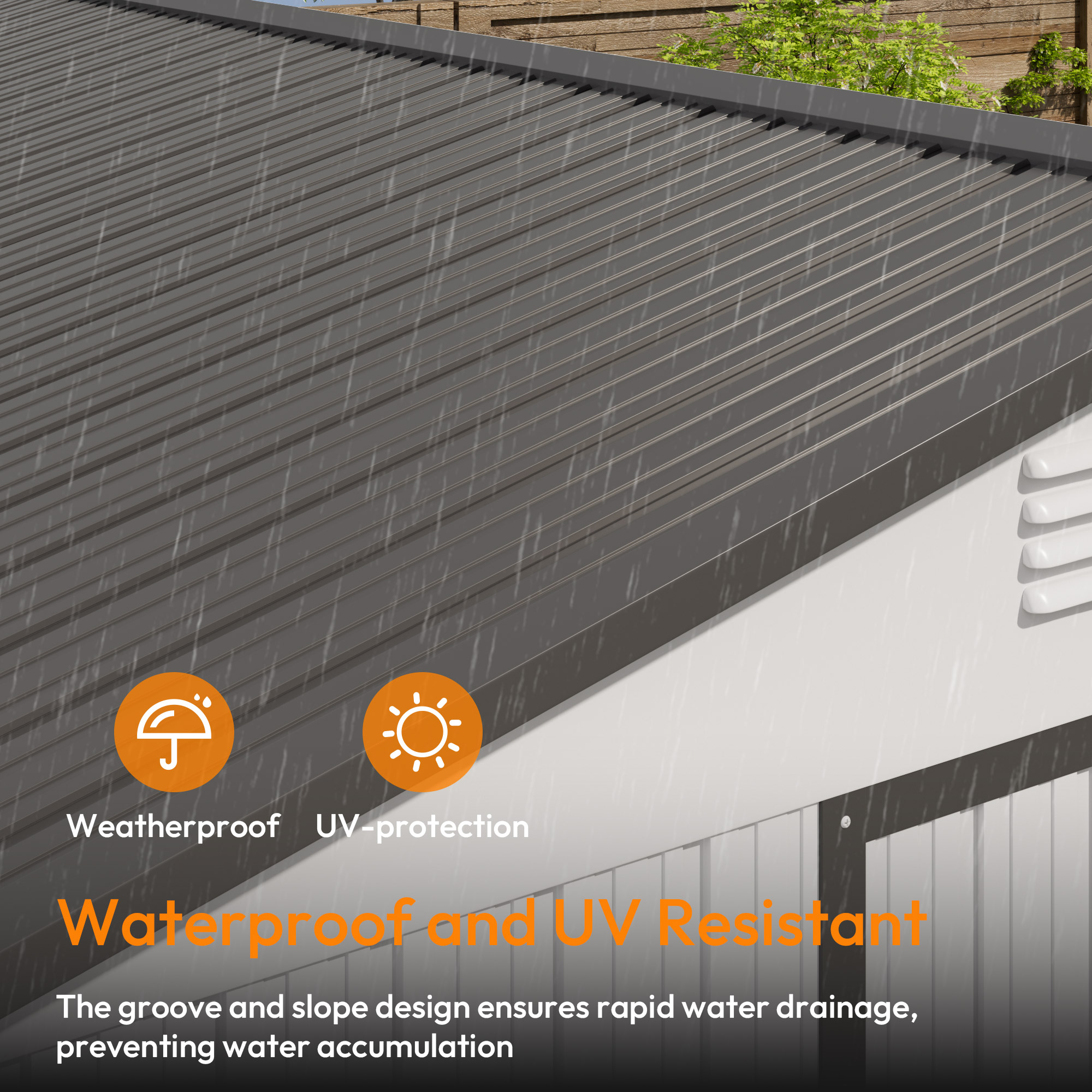 10 x 12 FT Storage Shed, Metal Sheds with Sloping Roof and Lockable Door, Outdoor Shed for Backyard Garden Patio and Lawn,White and Grey