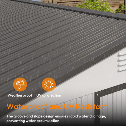 10 x 12 FT Storage Shed, Metal Sheds with Sloping Roof and Lockable Door, Outdoor Shed for Backyard Garden Patio and Lawn,White and Grey