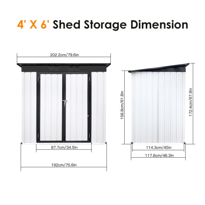4 x 6 FT Storage Shed, Metal Sheds & Outdoor Storage with Sloping Roof and Lockable Door, Outdoor Shed for Backyard Garden Patio and Lawn