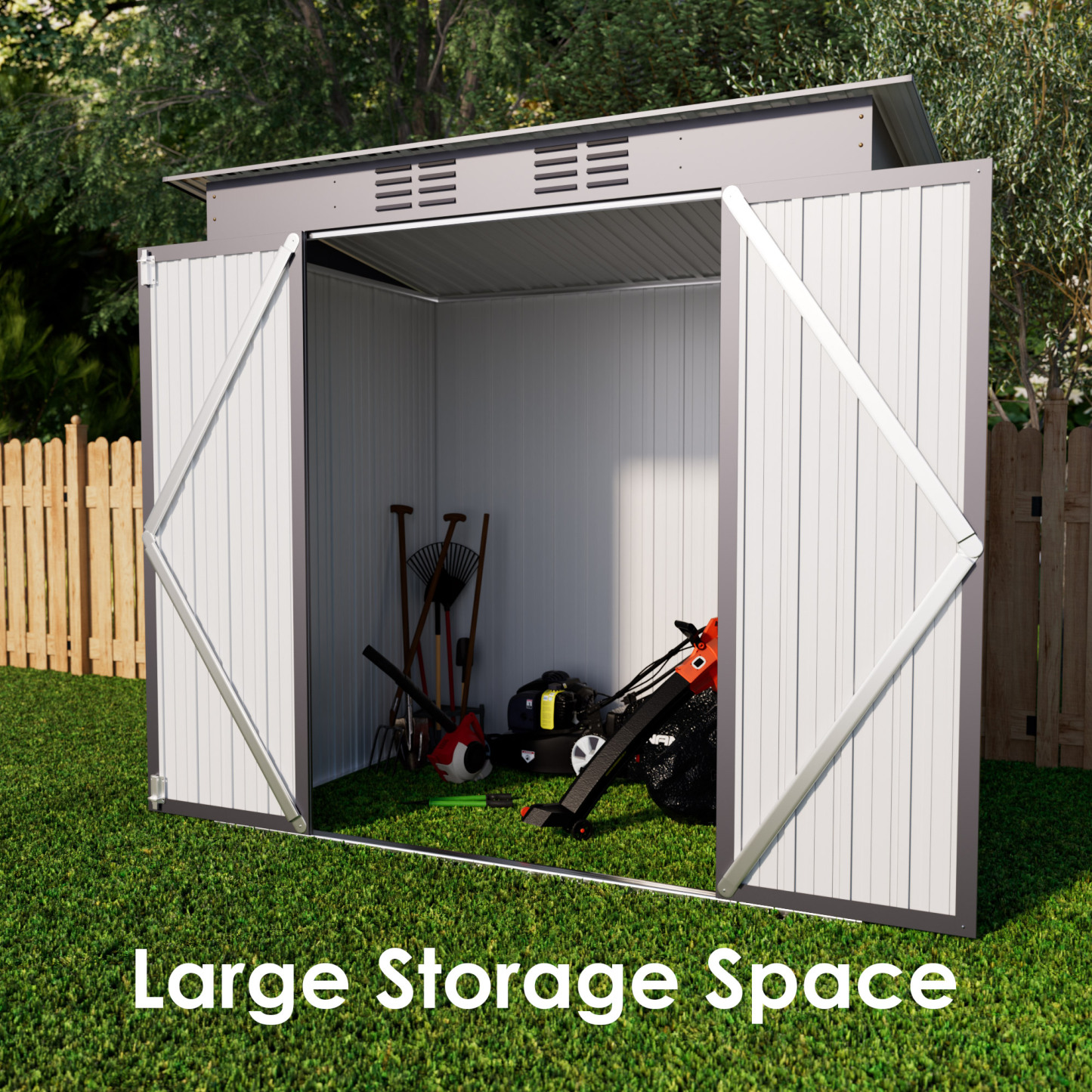 4 x 6 FT Storage Shed, Metal Sheds & Outdoor Storage with Sloping Roof and Lockable Door, Outdoor Shed for Backyard Garden Patio and Lawn