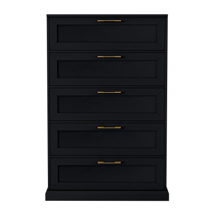 5 Drawer Dresser, 47" Tall Dressers for Bedroom with Anti-Tip Device, Black Dresser Modern Storage Closet with Handle for Hallway,Entryway