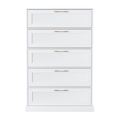 5 Drawer Dresser, 47" Tall Dressers for Bedroom with Anti-Tip Device, Black Dresser Modern Storage Closet with Handle for Hallway,Entryway