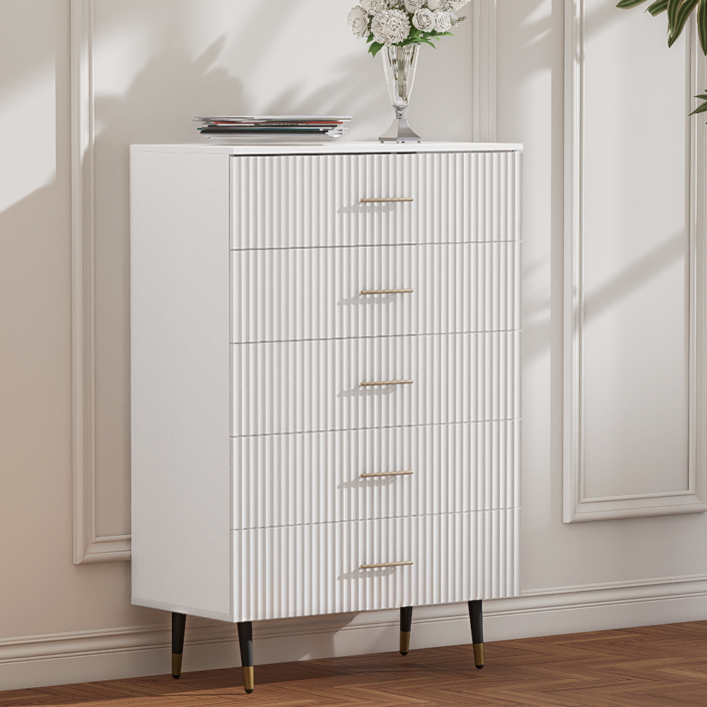 Dresser for Bedroom with 5 Drawers, Black Chest of Drawers with Handle for Bedroom, Hallway 31.5 x 15.7 x 47.2 Inch