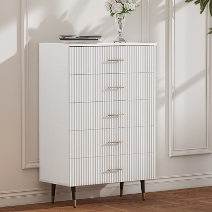 Dresser for Bedroom with 5 Drawers, Black Chest of Drawers with Handle for Bedroom, Hallway 31.5 x 15.7 x 47.2 Inch