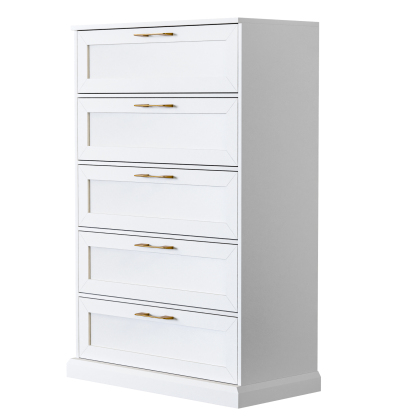 5 Drawer Dresser, 47" Tall Dressers for Bedroom with Anti-Tip Device, Black Dresser Modern Storage Closet with Handle for Hallway,Entryway