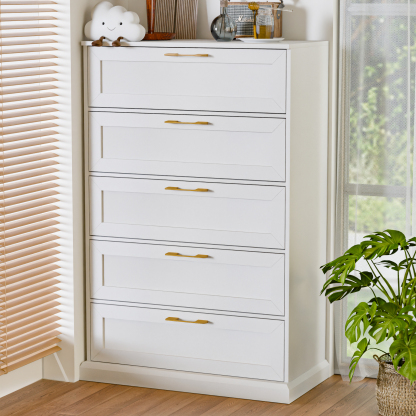 5 Drawer Dresser, 47" Tall Dressers for Bedroom with Anti-Tip Device, Black Dresser Modern Storage Closet with Handle for Hallway,Entryway