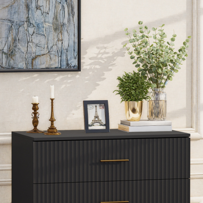 Dresser for Bedroom with 5 Drawers, Black Chest of Drawers with Handle for Bedroom, Hallway 31.5 x 15.7 x 47.2 Inch