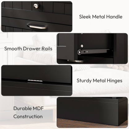 Double Tilt Out Trash Can Cabinet, 20 Gallon Free Standing Hidden Garbage Bin with Drawers, Laundry Sorter for Kitchen, Dining Room, Bathroom