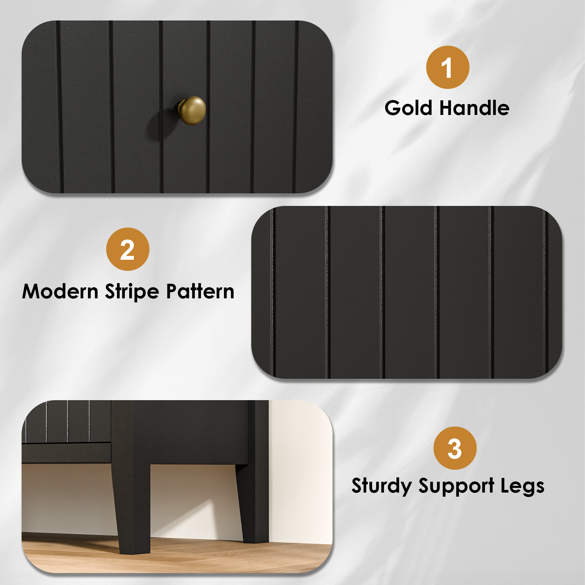 47" Dresser for Bedroom with Handle, Black Farmhouse 6 Drawer Dresser with Anti‑tip for Bedroom, Hallway