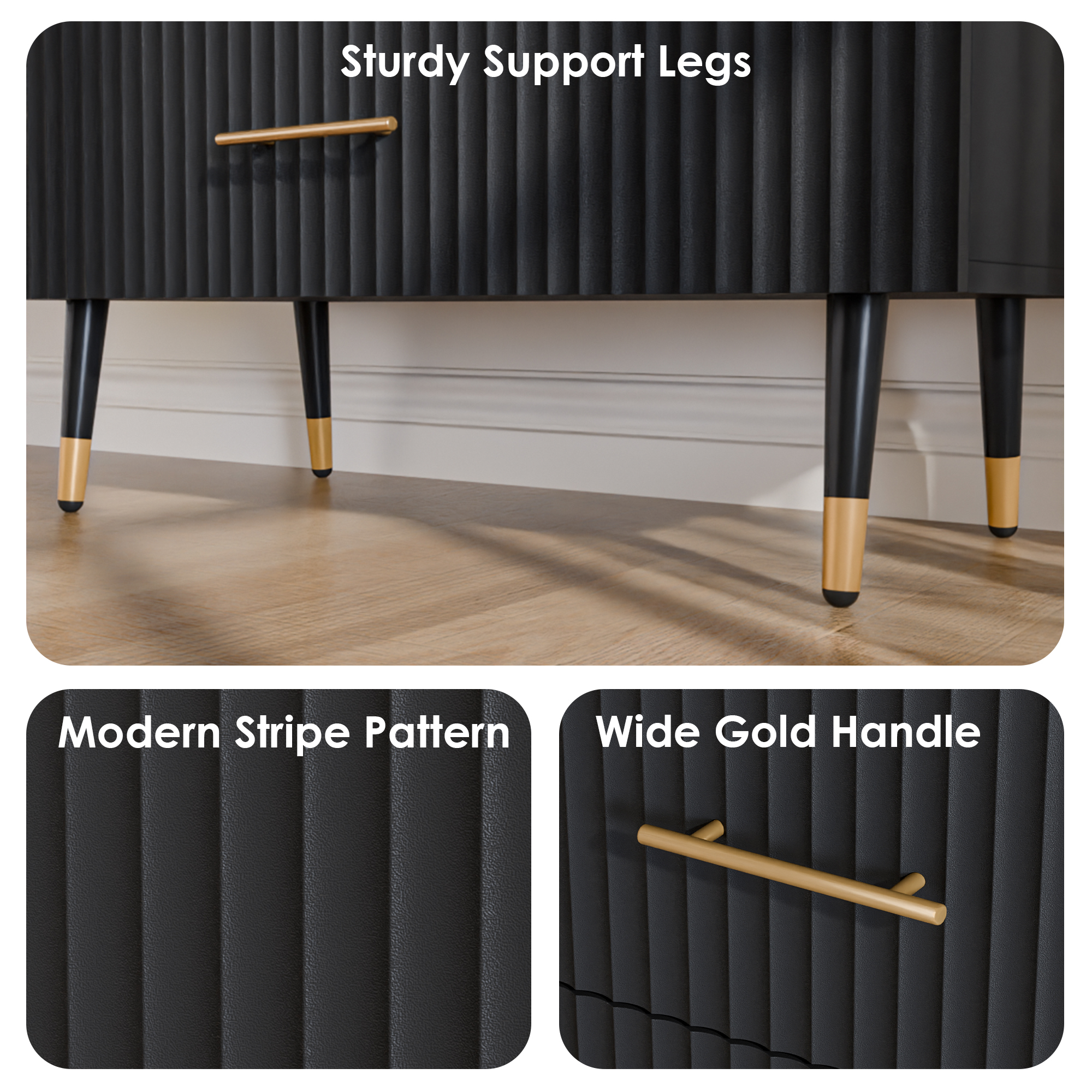 Dresser for Bedroom with 5 Drawers, Black Chest of Drawers with Handle for Bedroom, Hallway 31.5 x 15.7 x 47.2 Inch