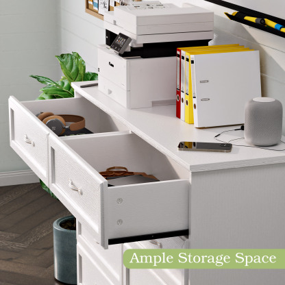 Dresser for Bedroom with 8 Drawers, Modern Chest of Drawers with Aluminium Handle for Living Room Bedroom Hallway, Farmhouse Dresser 47.6 x 15.7 x 36.7 Inch TV Stand Black