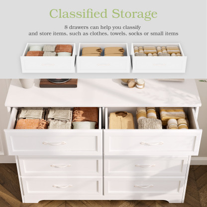 Dresser for Bedroom with 8 Drawers, Modern Chest of Drawers with Aluminium Handle for Living Room Bedroom Hallway, Farmhouse Dresser 47.6 x 15.7 x 36.7 Inch TV Stand Black