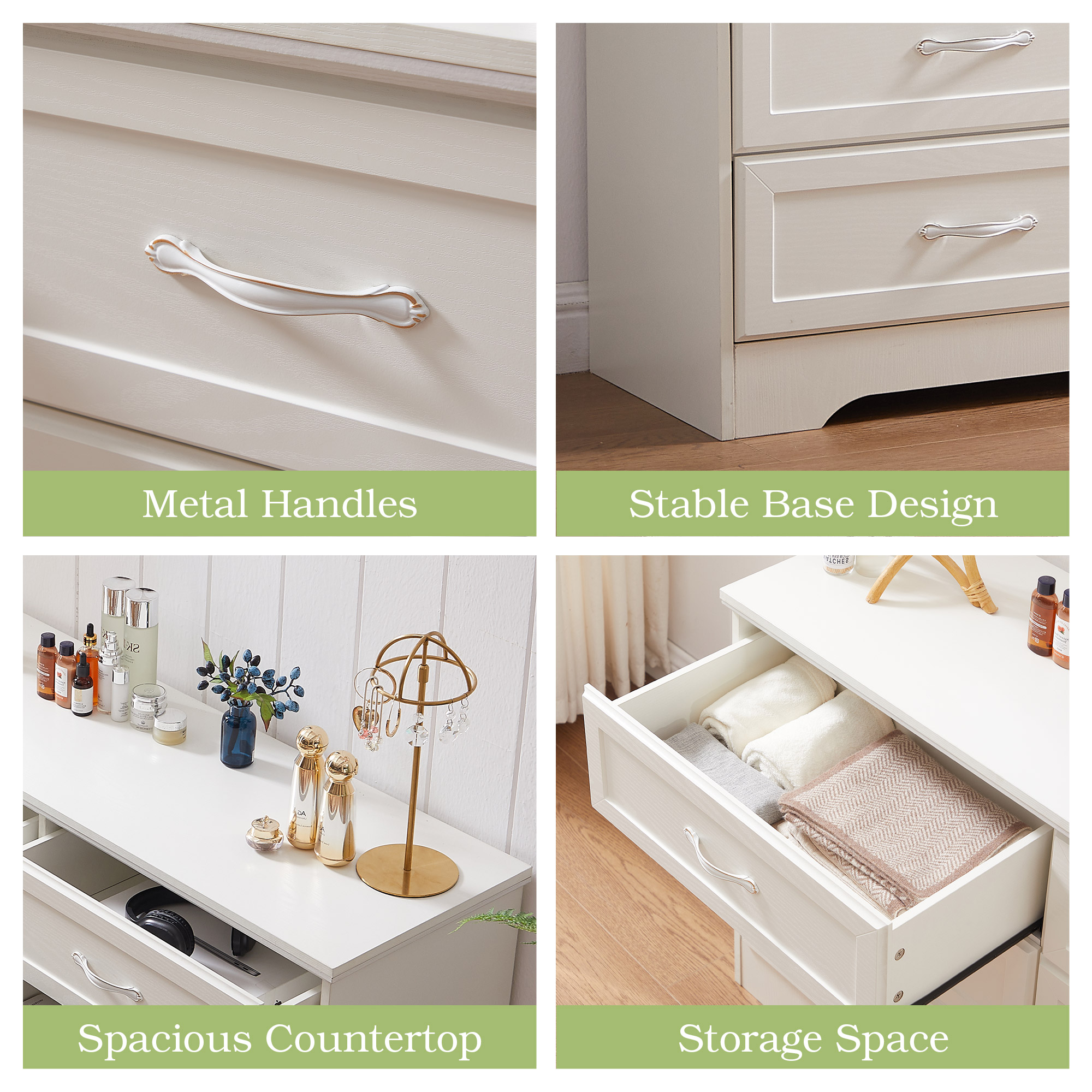 Dresser for Bedroom with 8 Drawers, Modern Chest of Drawers with Aluminium Handle for Living Room Bedroom Hallway, Farmhouse Dresser 47.6 x 15.7 x 36.7 Inch TV Stand Black