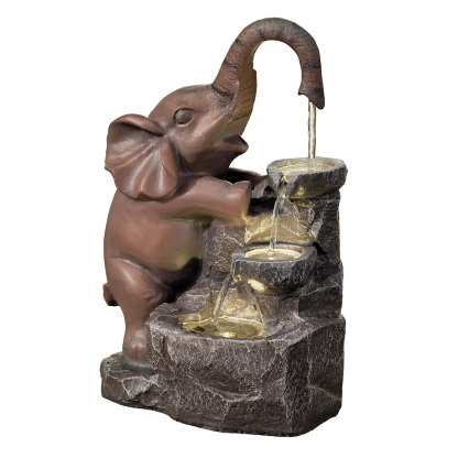 Indoor Water Fountain, Desktop Water Feature of Elephant Sculpture, Cascading Animal Floor Standing Water Fountains for Home Office Yard Deck Patio Home Art Decor