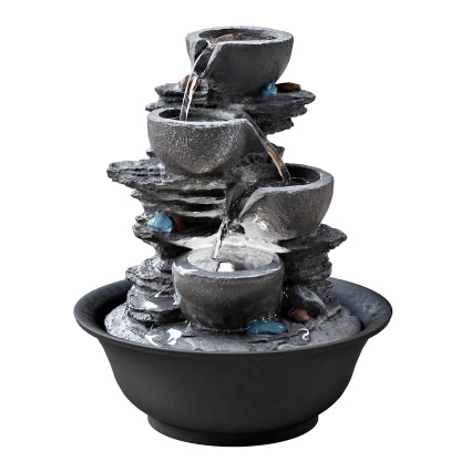 10.6inch Tabletop Fountain, Indoor Waterfall Fountains with LED Light, Realistic Rock Design for Soothing Ambiance in Bedrooms, Living Rooms, Offices, or Meditation Spaces