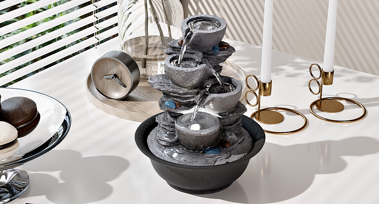 10.6inch Tabletop Fountain, Indoor Waterfall Fountains with LED Light, Realistic Rock Design for Soothing Ambiance in Bedrooms, Living Rooms, Offices, or Meditation Spaces