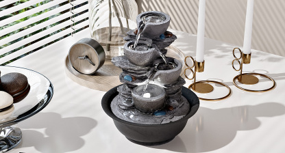 10.6inch Tabletop Fountain, Indoor Waterfall Fountains with LED Light, Realistic Rock Design for Soothing Ambiance in Bedrooms, Living Rooms, Offices, or Meditation Spaces