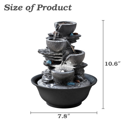 10.6inch Tabletop Fountain, Indoor Waterfall Fountains with LED Light, Realistic Rock Design for Soothing Ambiance in Bedrooms, Living Rooms, Offices, or Meditation Spaces