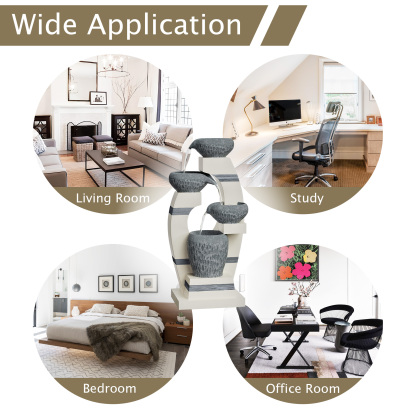 Water Fountains, Outdoor Floor-Standing Garden Waterfall Fountain, 4-Tiered Cascading Resin Fountain for Home Office Patio Yard Decor, Blue and White, 10.1" Lx8.7 Wx21.7 H