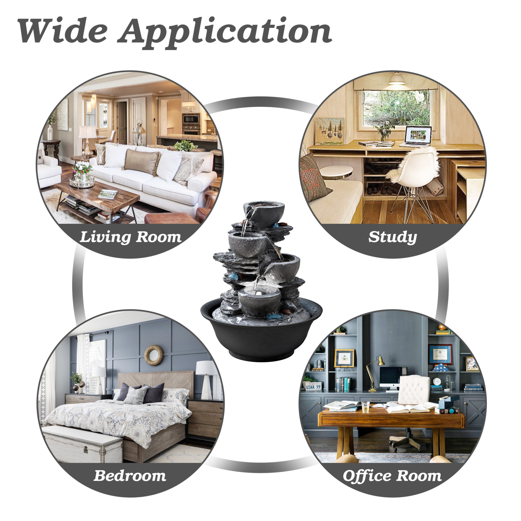 10.6inch Tabletop Fountain, Indoor Waterfall Fountains with LED Light, Realistic Rock Design for Soothing Ambiance in Bedrooms, Living Rooms, Offices, or Meditation Spaces