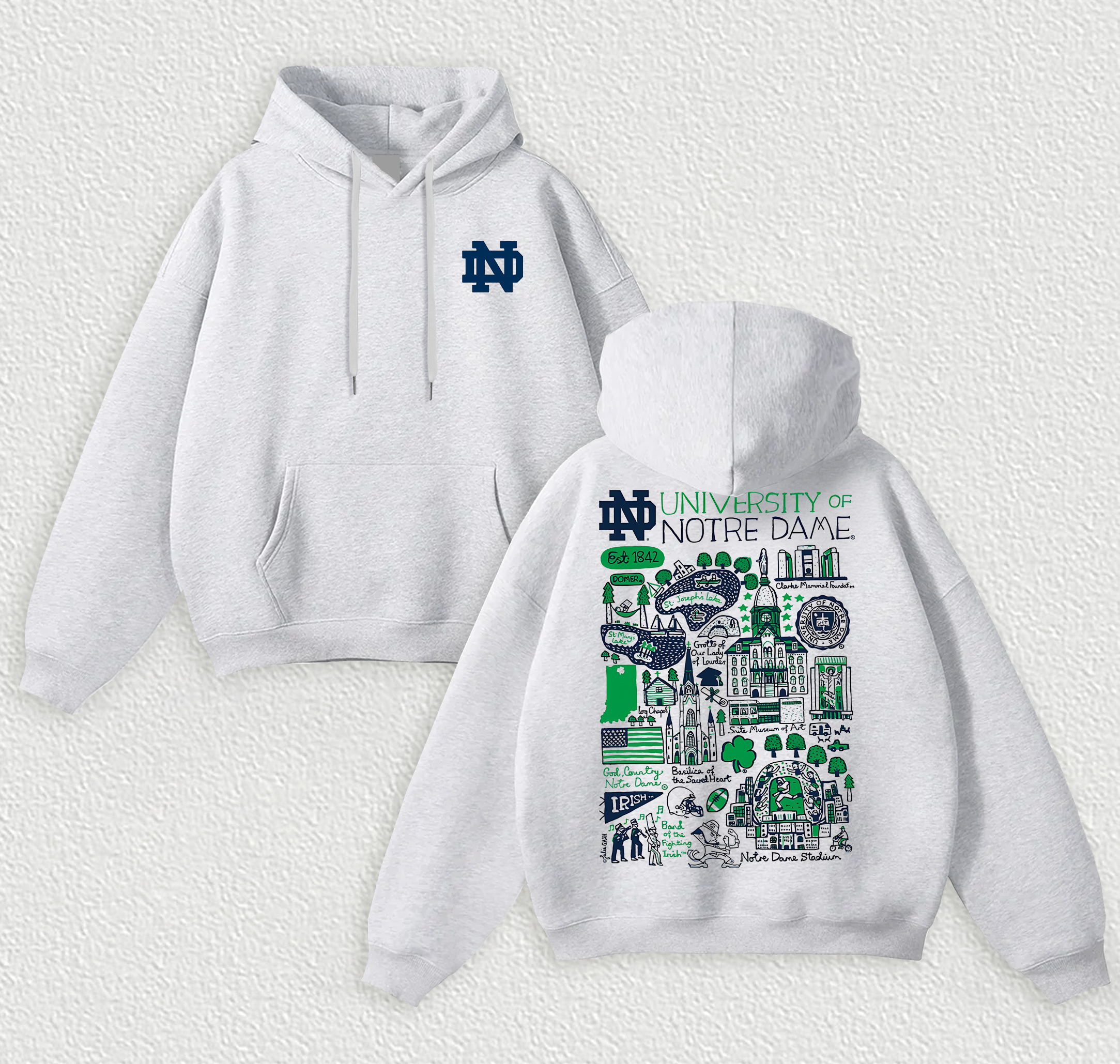 University of Notre Dame Printed Fleece-lined Unisex Hoodie