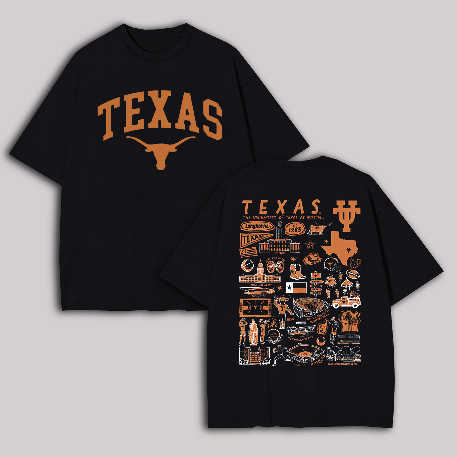 The University of Texas at Austin Printed Oversized Unisex T-shirt