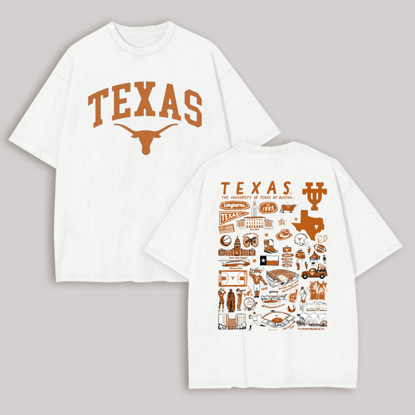 The University of Texas at Austin Printed Oversized Unisex T-shirt