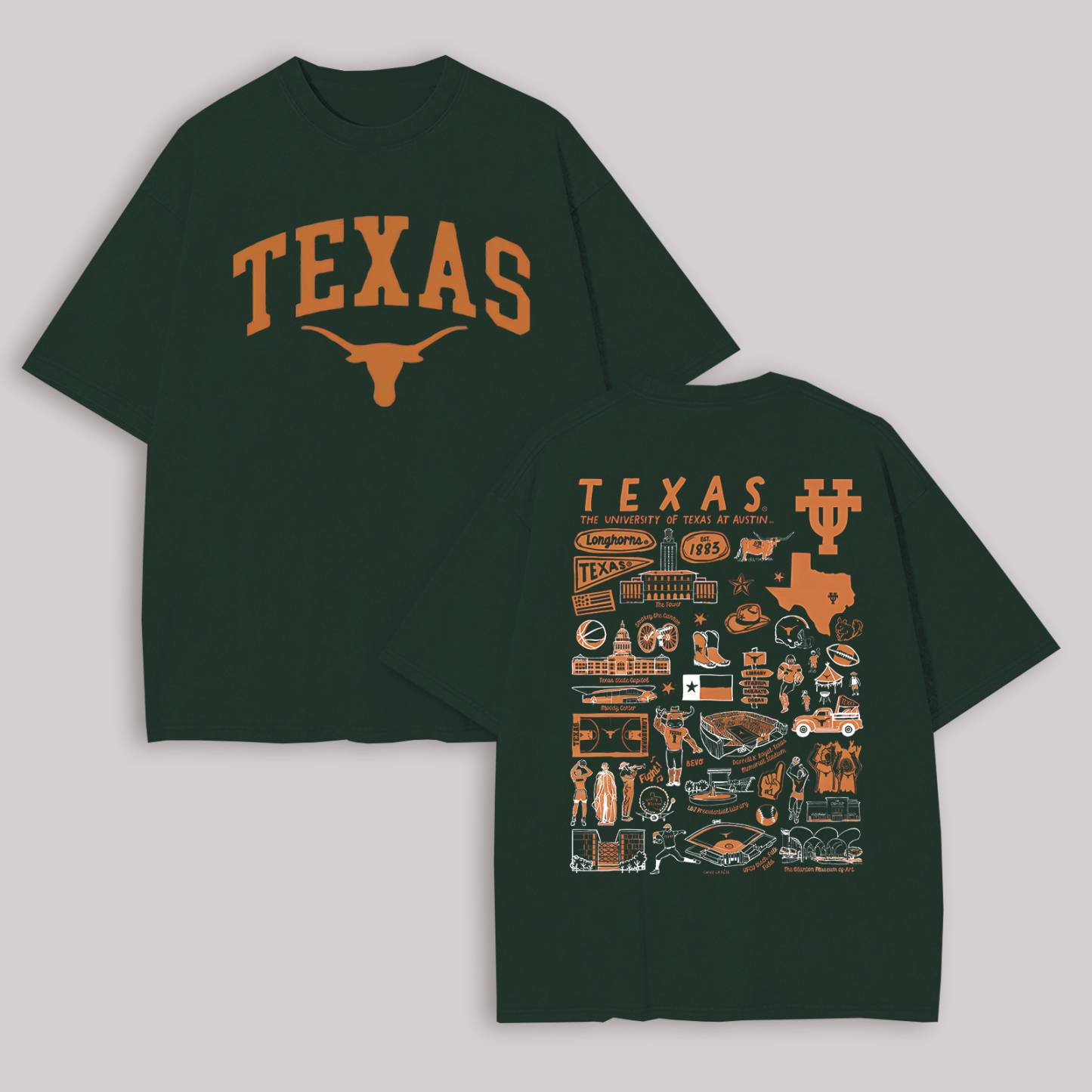 The University of Texas at Austin Printed Oversized Unisex T-shirt