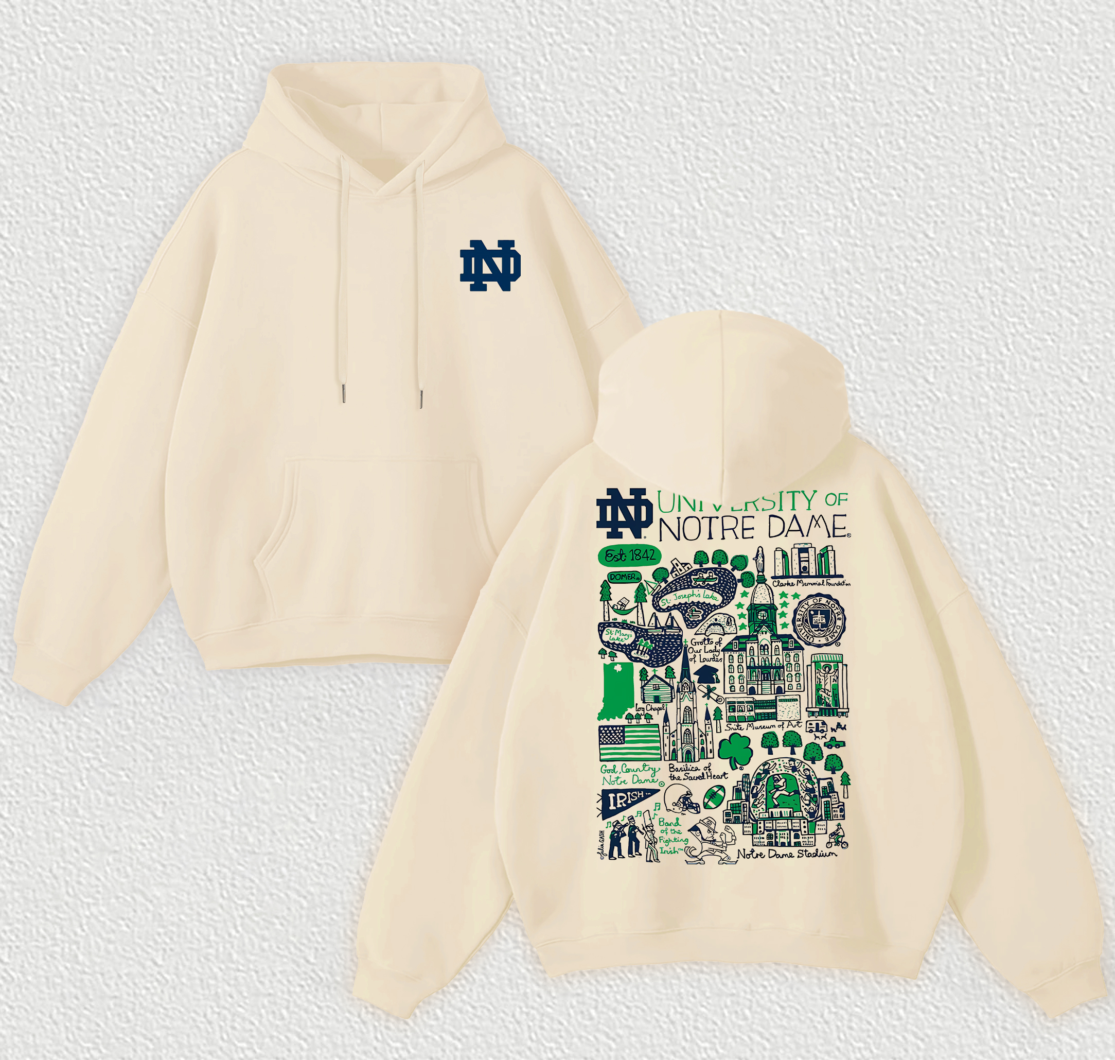 University of Notre Dame Printed Fleece-lined Unisex Hoodie