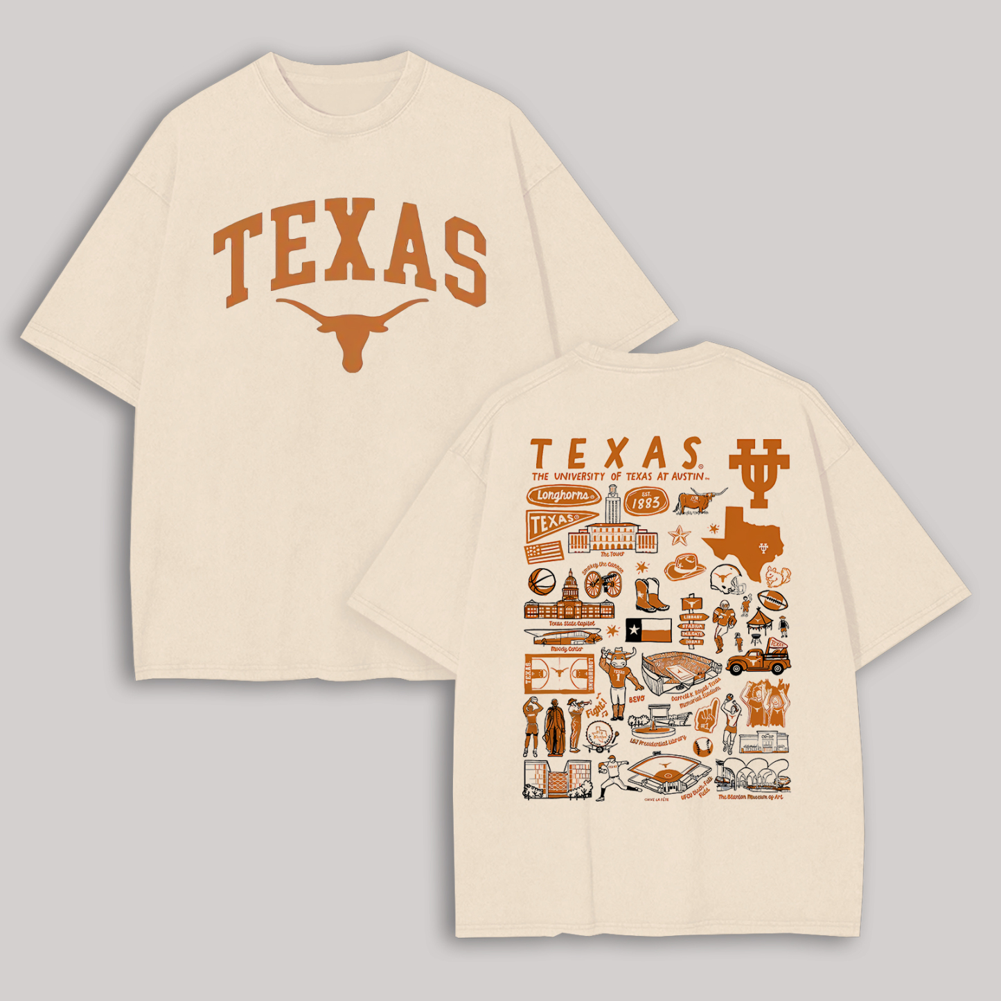 The University of Texas at Austin Printed Oversized Unisex T-shirt