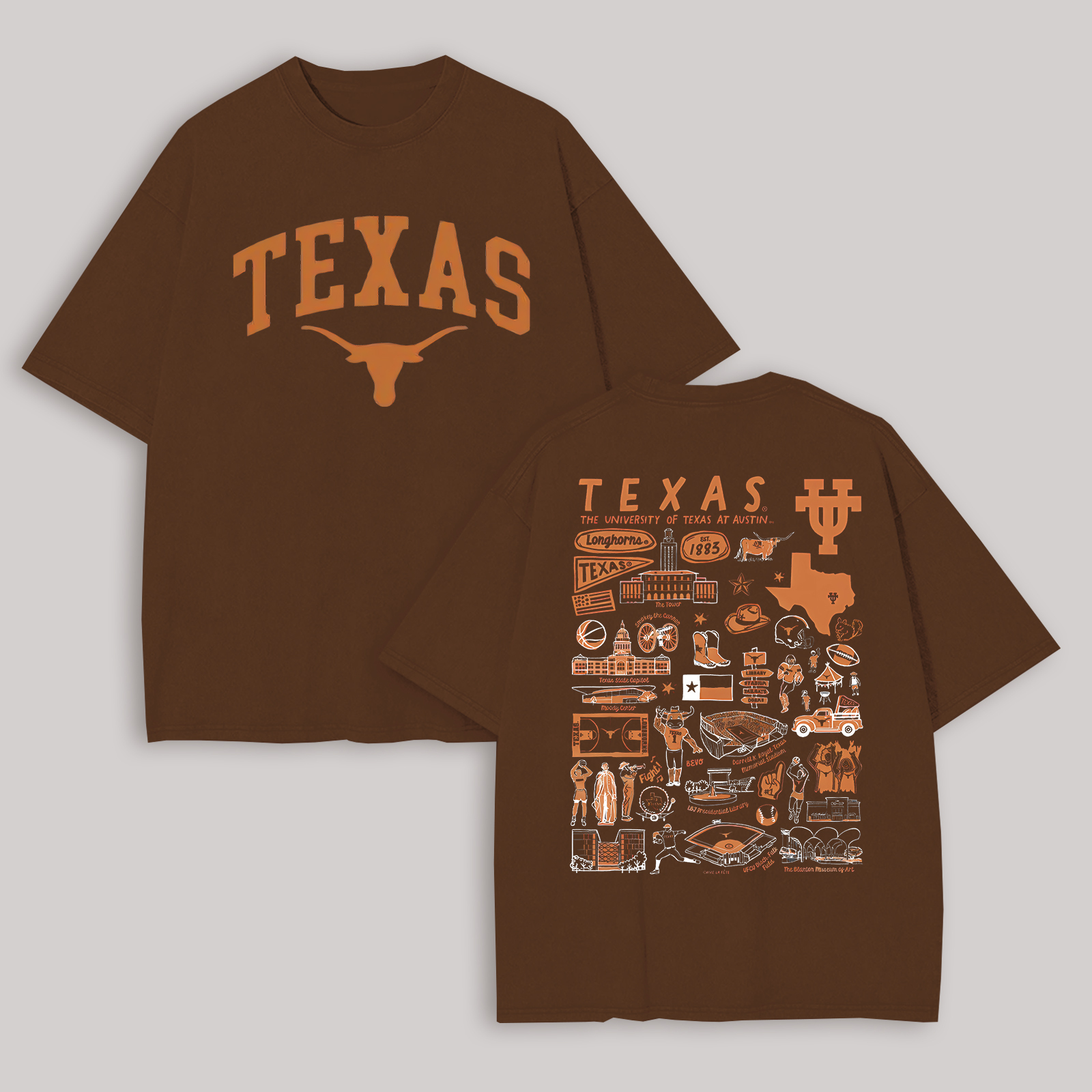 The University of Texas at Austin Printed Oversized Unisex T-shirt