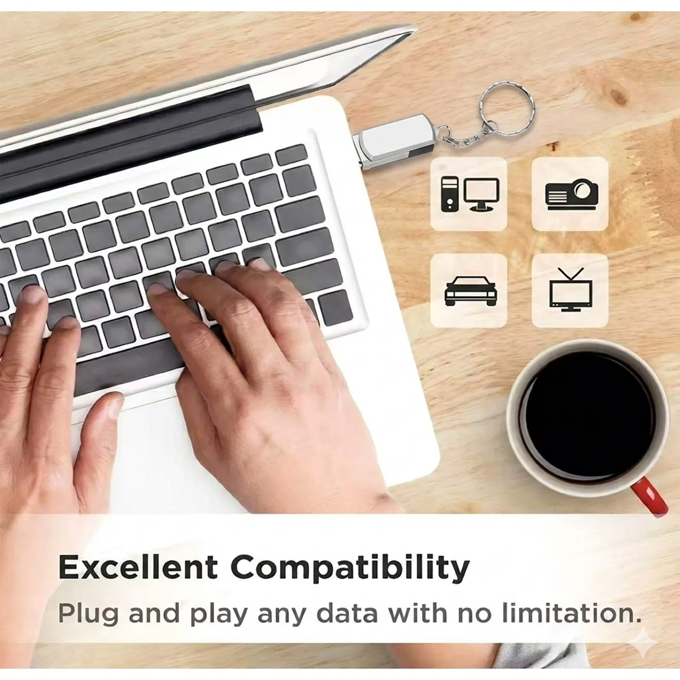 Convenient High-Speed 64GB Flash Drive with Keychain