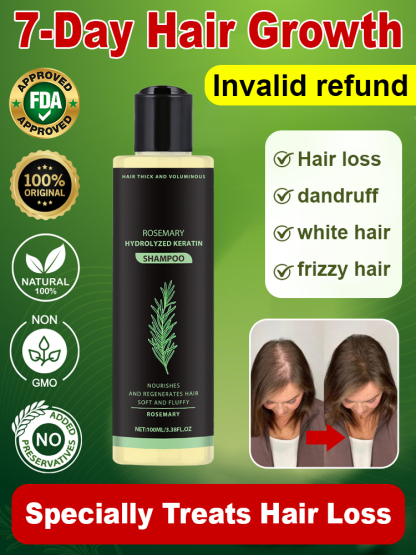 🌿 Rosemary extract + hydrolyzed keratin activate dormant hair follicles, stop hair loss, and promote thicker and longer new hair.