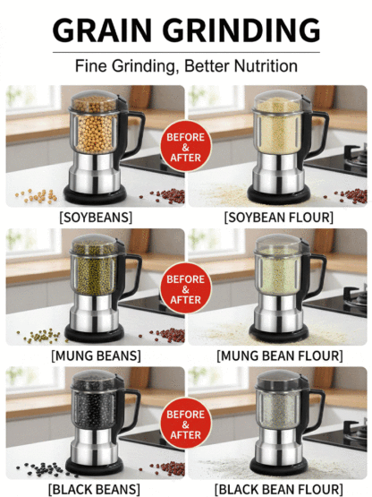 High-power household grinder⏱️ It can grind ingredients into fine powder in just 30 seconds, producing powder quickly without waiting