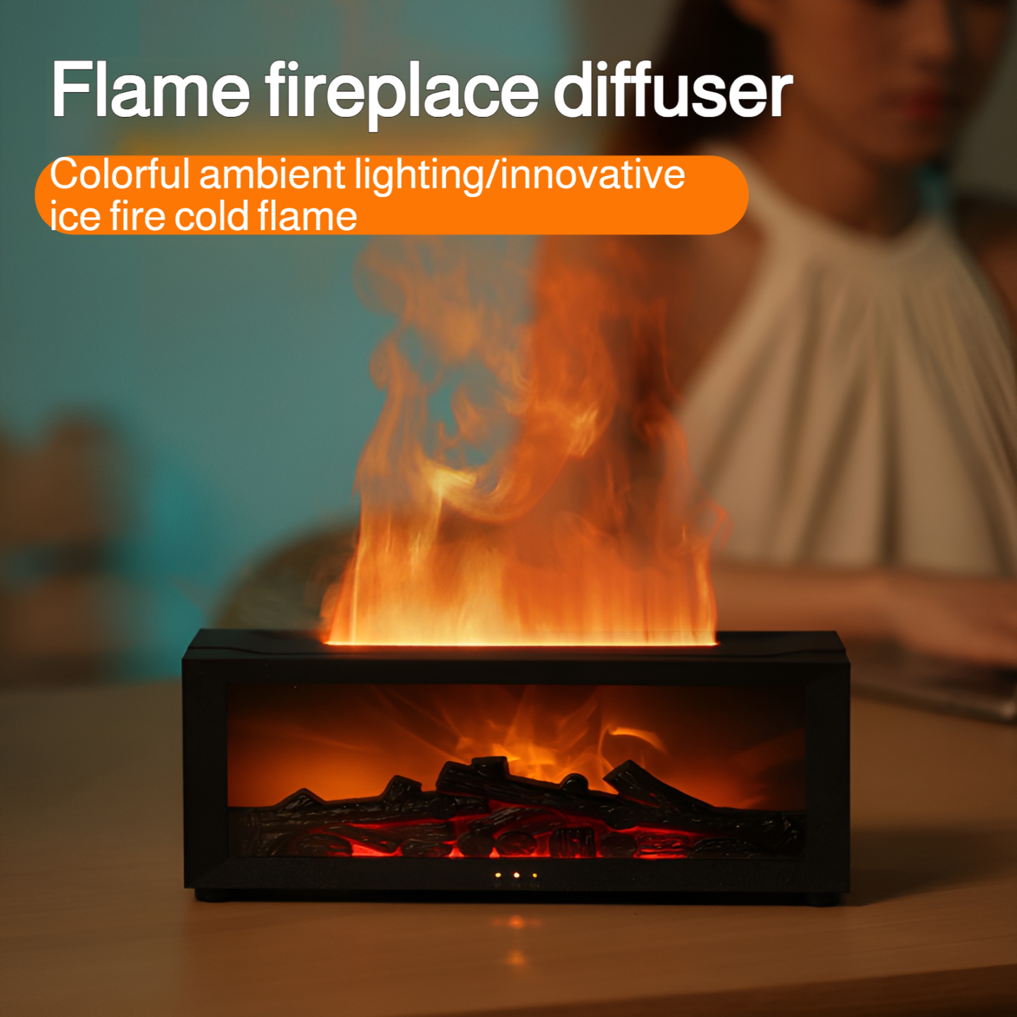 Desktop cool simulation fireplace flame aromatherapy machine creative humidifier