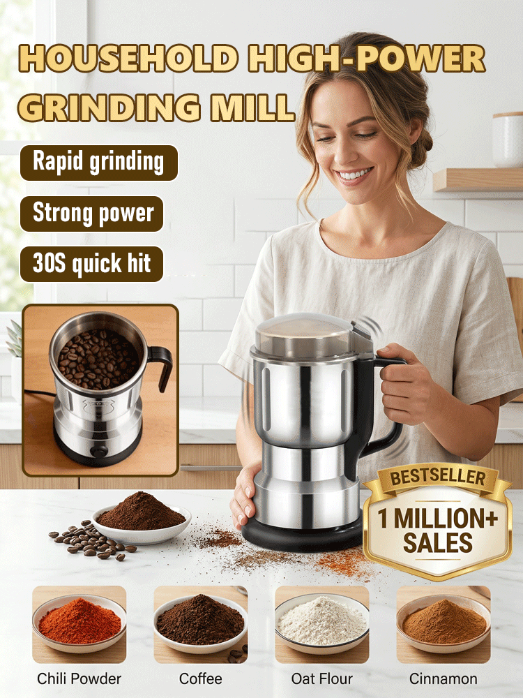 High-power household grinder⏱️ It can grind ingredients into fine powder in just 30 seconds, producing powder quickly without waiting