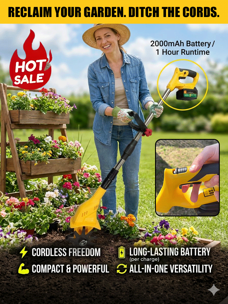Wireless handheld foldable tiller🔋With a maximum speed of up to 350 RPM and 45 Nm of torque, it loosens soil efficiently and powerfully