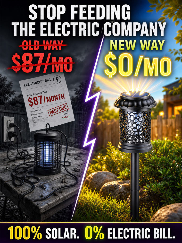 [Outdoor Essential Gadget] 🌞【Zero Electricity Cost Solar Power】Solar-Powered Waterproof Mosquito Killer Lamp