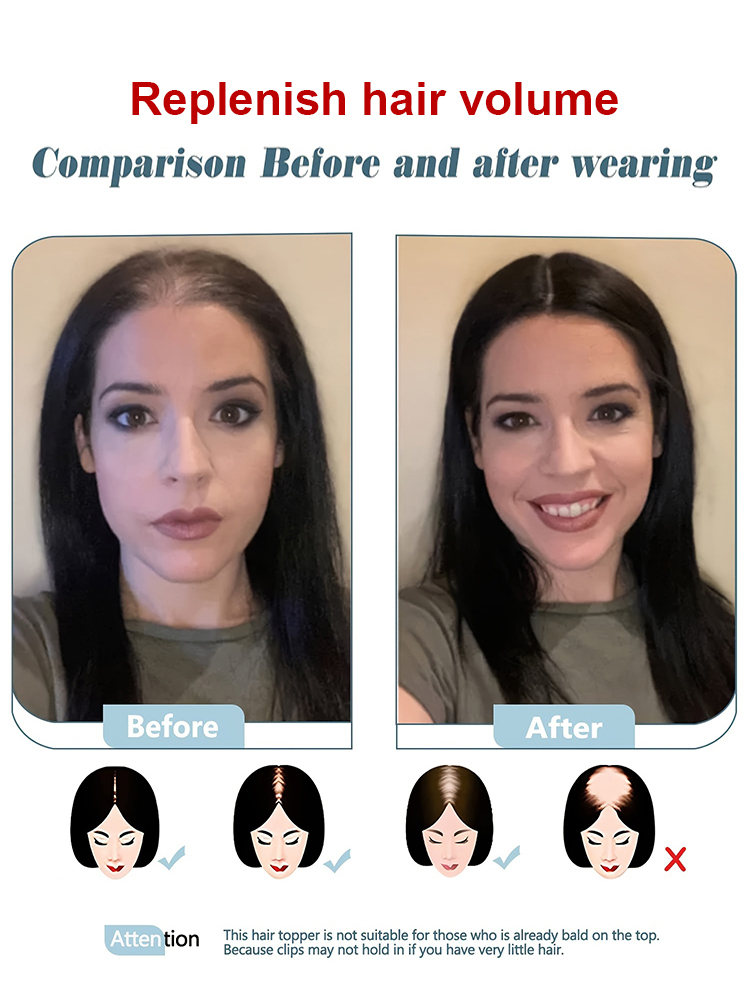 🦰Natural Lightweight Full Real Hair Headpiece Wig Piece, Cover gray hair/addition volume in 10 seconds, blends naturally without being noticeable